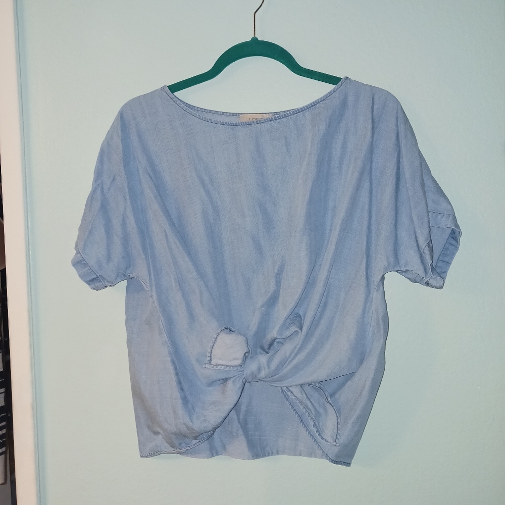 Light Blue Knotted Blouse | LOFT | Size S